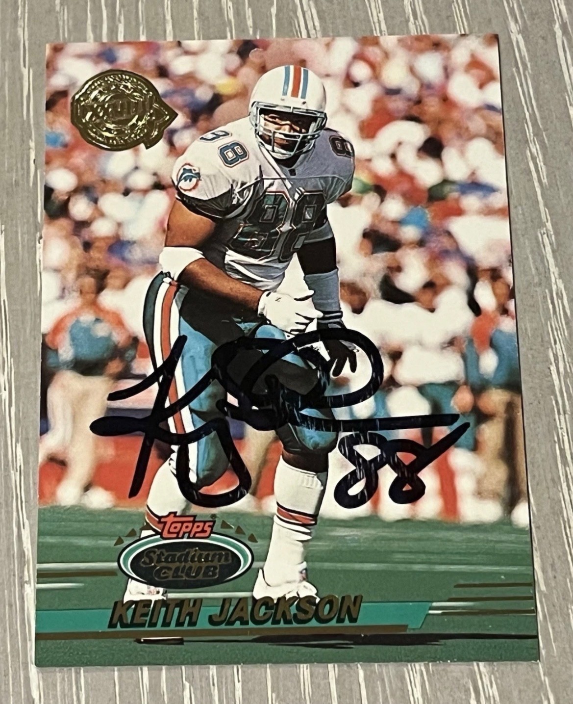 KEITH JACKSON 1993 STADIUM CLUB XXVIIII SUPER BOWL SIGNED DOLPHINS EAGLES AUTO