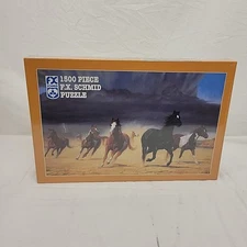 Vintage F.X. SCHMID Jigsaw Puzzle 1500 Piece Wild Horses 'Black Mesa' 1995 New