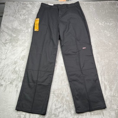 Genuine Dickies Double Knee Pants Mens 32x32 Black Loose Fit Flex Workwear