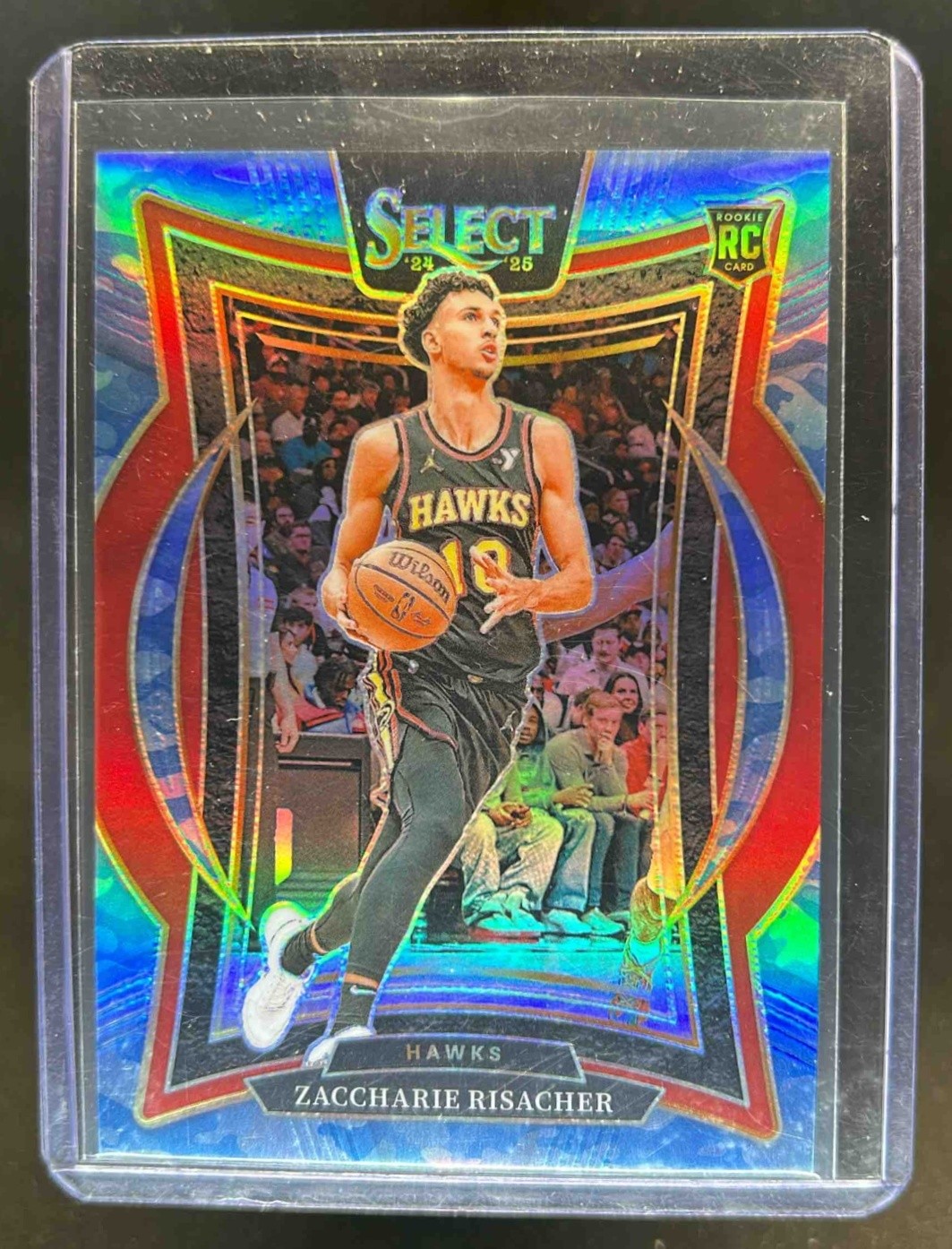 2024-25 Select Zaccharie Risacher Concourse RC Blue Camo Prizm #90/99 Hawks