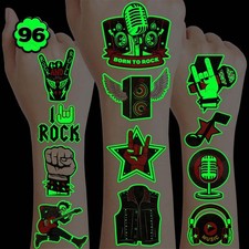 Temporary Tattoos 96PCS Glow in the Dark Music Band Theme Birthday Party