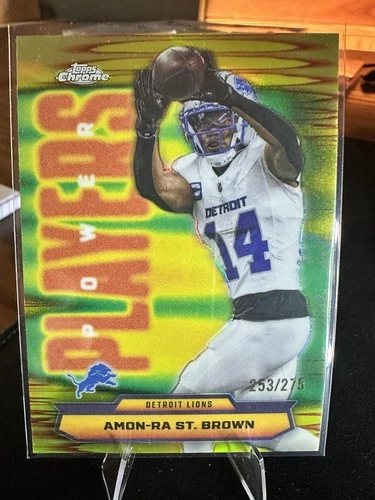 2025 Topps Chrome #PP-26 Amon-Ra St. Brown Power Players Yellow Refractor #/275