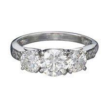 14K White Gold Affordable 2.00 CT F/SI1 3-STONE Diamond Engagement Ring Round