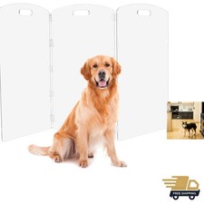 Stylish Clear Acrylic Dog Gate - 32" Tall Folding Pet Barrier for Indoor Use