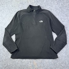 The North Face Women's Quarter Zip Polar Fleece Pullover Sz M Black Logo Outdoor