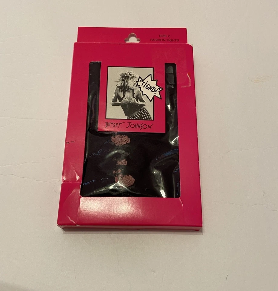 Medias Betsey Johnson Talla 2 Negro Rosa Rejilla Medias Foto 3 de 3