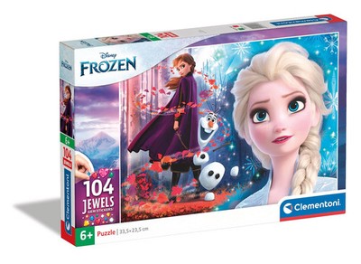 Clementoni Disney Frozen Puzzle 104 Teile Jewels Gem Stickers Elsa Anna Olaf