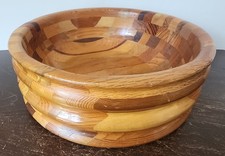 Handcrafted Segmented Wooden Serving Bowl 8.5" Patchwork Hardwood