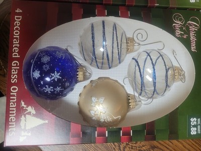 Krebs  8 Glass Ball Ornaments in Original Box 