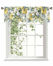 Tie Up Valance for Windows Watercolor Lemon Blue 42"W x 12"L Pack of 1 