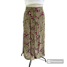 NWT Vtg Green Floral Maxi Skirt Sz L Grannycore Cottagecore Forest Fairy Grunge