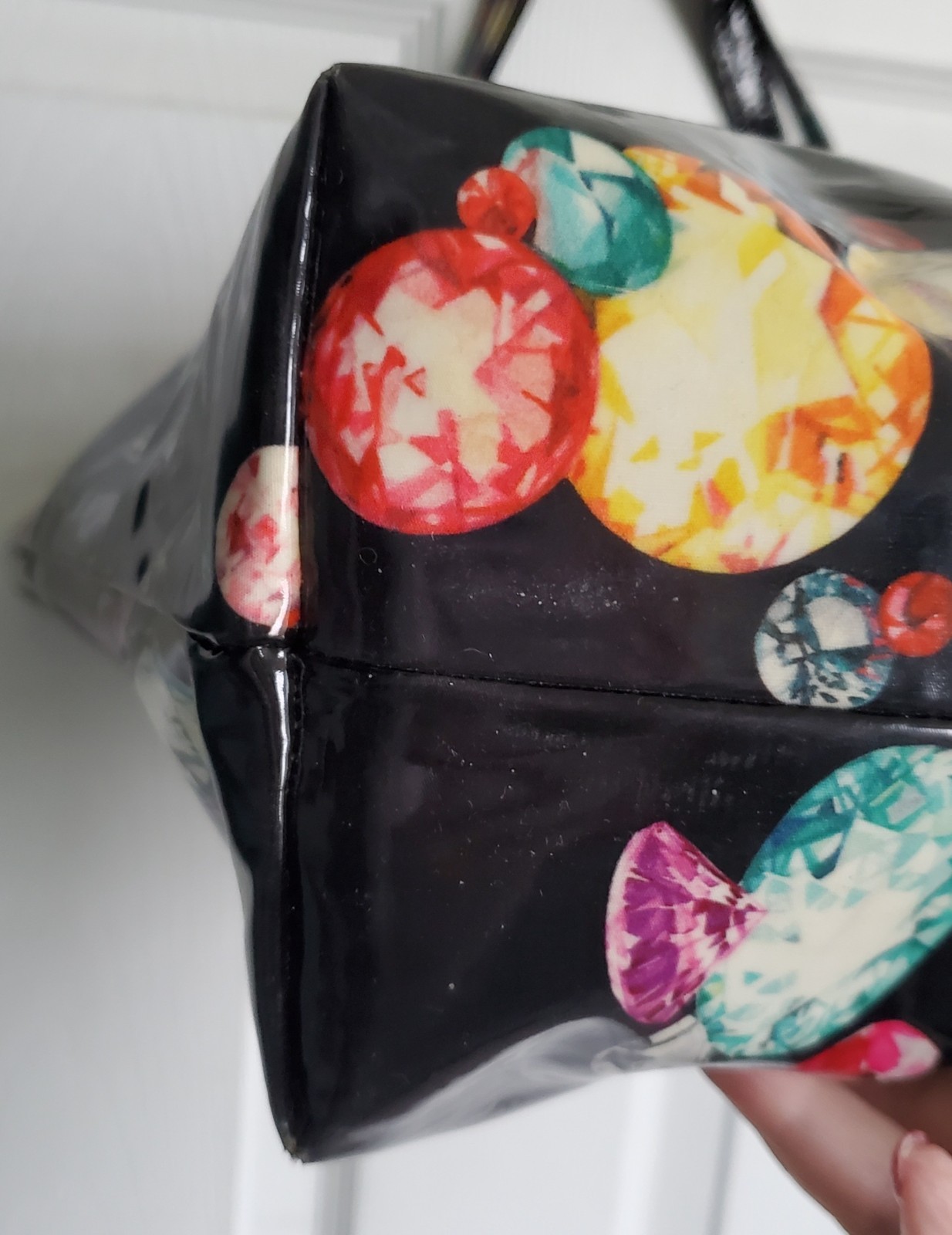 KATE SPADE New York Daycation Bon Shopper Black Vinyl Jewel Multi Color 16 x 13" thumbnail 11