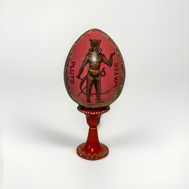 Folk Art Handpainted Wooden Egg Pluto Water  French Lick Springs Indiana