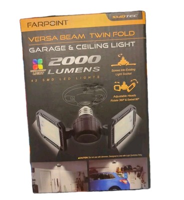 Farpoint- Versa Beam Twin Fold Garage & Ceiling Light 2000 Lumens