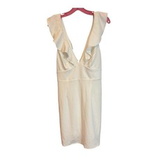 NWT db Studio David's Bridal Ivory Dress Ruffled V Neck Sleeveless Size 10