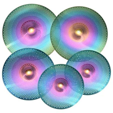 5pcs Mute Cymbal Set 14" 16" 18" 20" Low Volume Practice Cymbal with Bag Colors