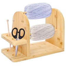 Wooden Yarn Holder Knitting Crochet Rack Stand Slots Storage Organizer Double