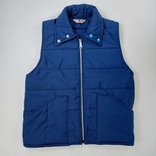Vintage 70s Tom Cat Nine Lives Puffer Vest Men's Size Medium Navy Work USA