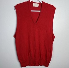Vintage Lord Jeff Sz XL 100 Virgin Lambswool Red Sweater Vest Made In USA