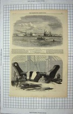 Old Antique Print 1859 Paddle-Shaft Great Eastern Steam Ship Portsmouth 19th