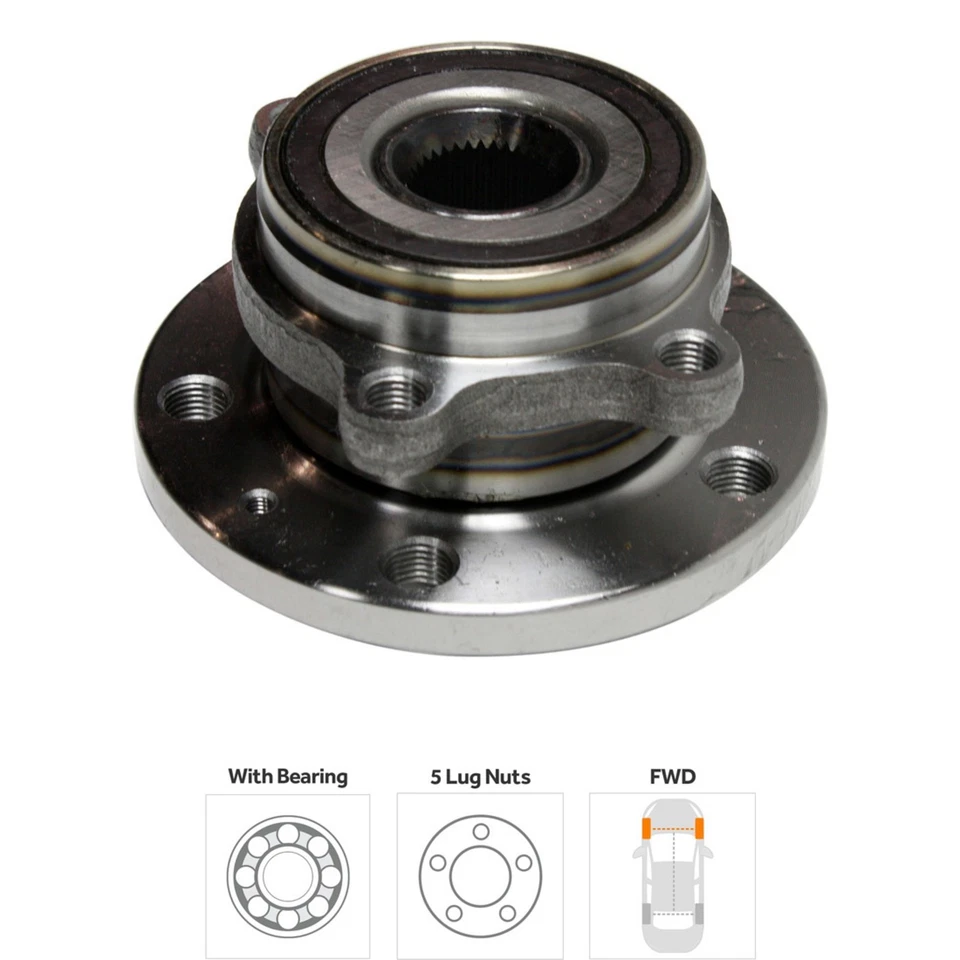 Wheel Hubs For 2006-2018 Volkswagen Jetta Front Left Right 5 Lug w/ Bearing FWD - Image 3 of 4