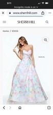 Sherri Hill Prom Dress Size 12 Floral Chiffon Style 50934 Spring Garden Tulip Dr