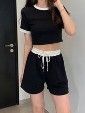 Contrast Trim Co-Ord Set S/M, Perfect dress for summers, Co-ord Set With Shorts