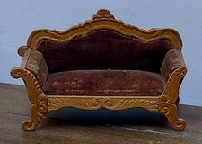Antique Schneegas Sofa German Dollhouse Living Room Couch Velvet Furniture