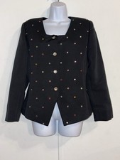 Vintage Leslie Fay Women s Sequin Blazer With Rhinestone Detail Sz 10