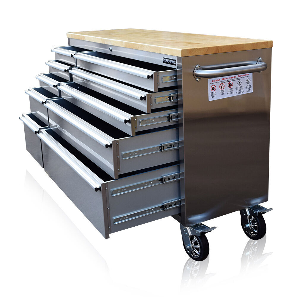 US PRO TOOL CHEST BOX BENCH STAINLESS STEEL 55" FINANCE