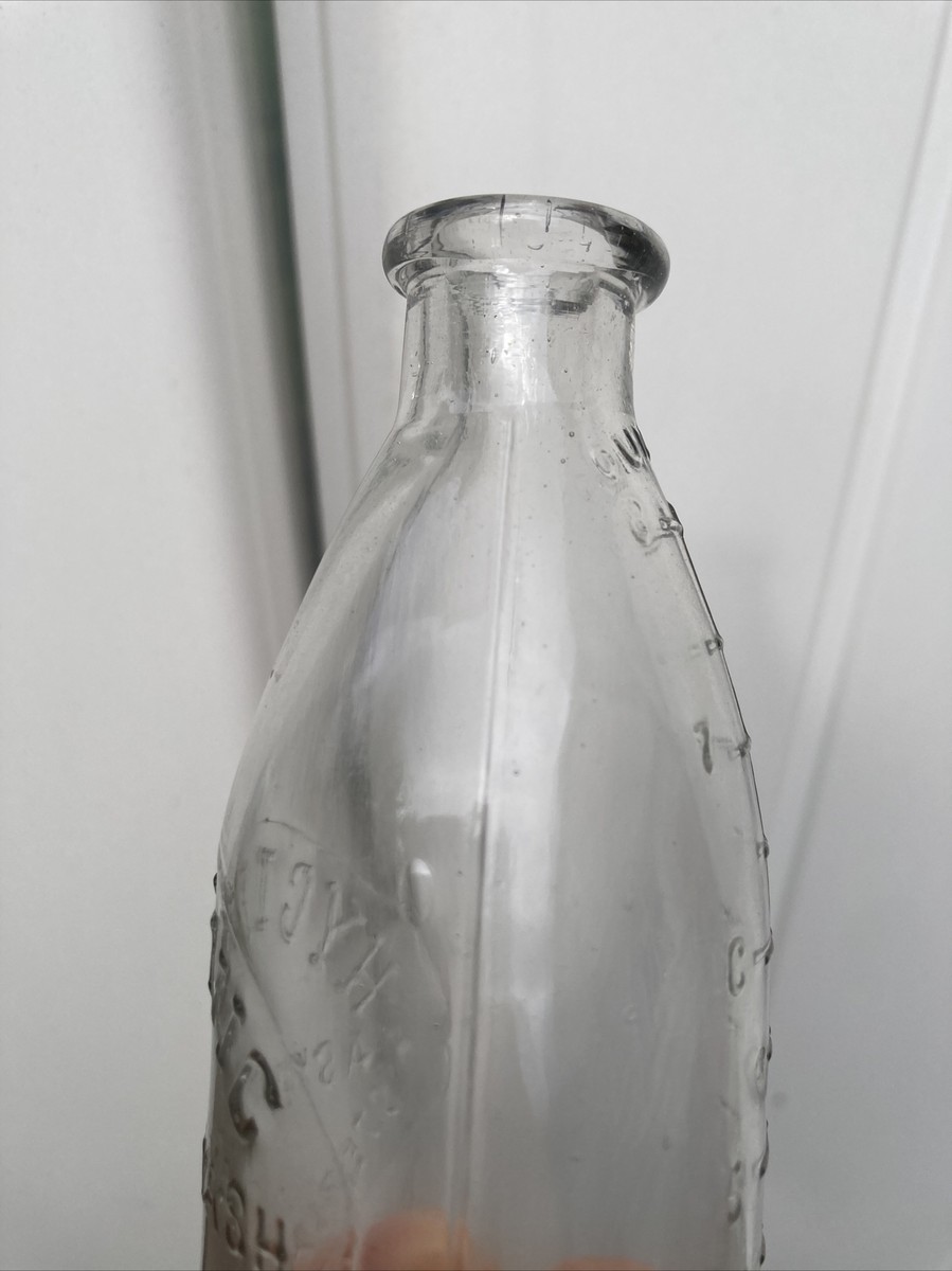 Antique Bottle Hygienic Easy To Wash Embossed 1920 Clear 8oz