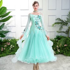 Latin Ballroom Dance Dress Modern Salsa Waltz Standard Long Dress N106 4 Colors