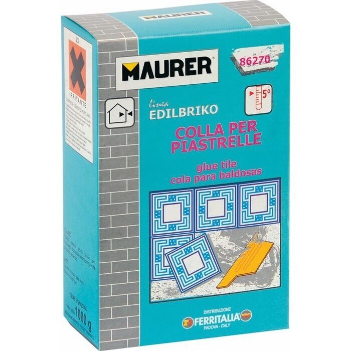 Colla per Piastrelle 1Kg Maurer  per Incollaggio di piastrelle, gres e ceramiche