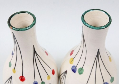 Abstract Italian Pottery Vintage 6" Vase Pair Geometric Mid Century Modern Italy - Picture 5 of 7