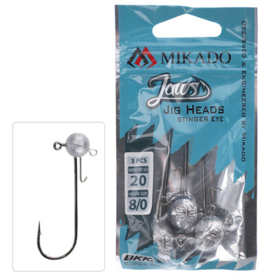 Mikado Jaws jig heads. BKK hooks stinger/weight eye 3pcs. Big game