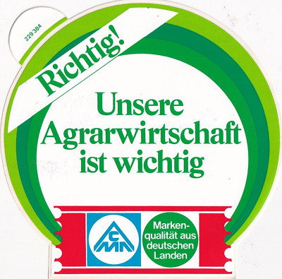 Vintage Aufkleber CMA 'Richtig - Unsere Agrarwirtschaft ist wichtig'(AF72)