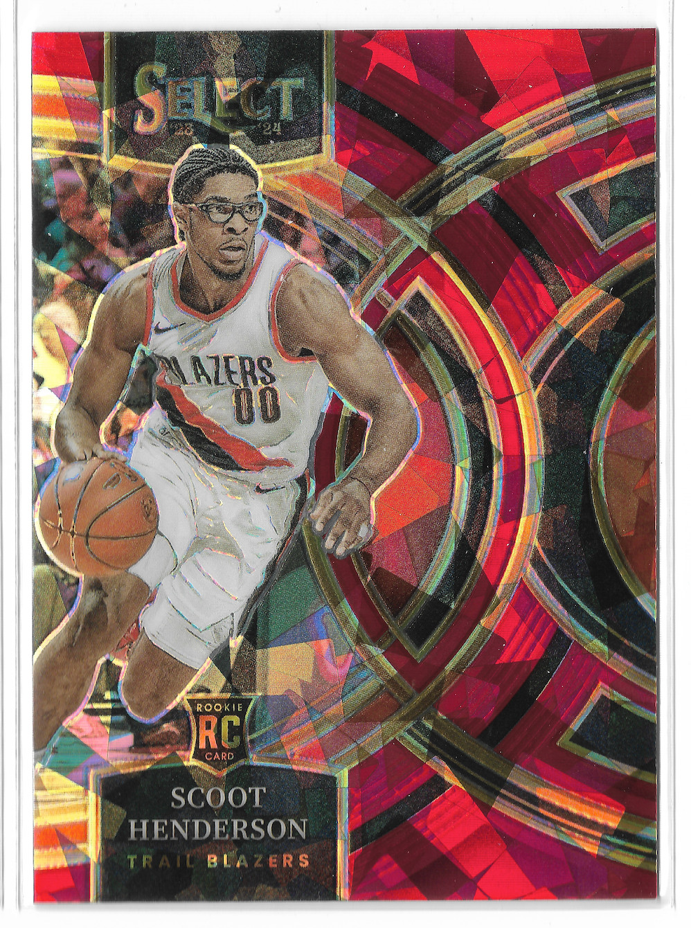 2023-24 Select Premier Red Cracked Ice #129 Scoot Henderson RC Trail Blazers