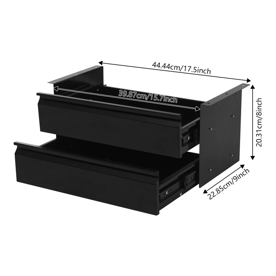 Cajón extraíble debajo del escritorio de 2 niveles cajón de almacenamiento deslizante debajo del cajón del escritorio Foto 4 de 4