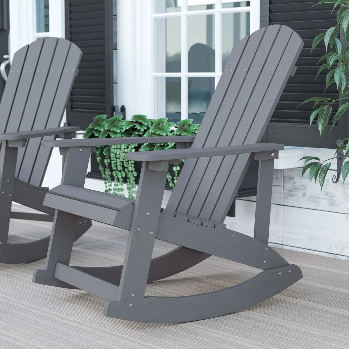Savannah All Weather Poly Resin Wood Adirondack Rocking Chair with