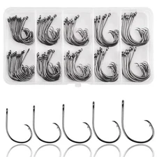 Fishing Circle Hooks Saltwater Hooks 100pcs in-line Straight Eye Circle Hooks...