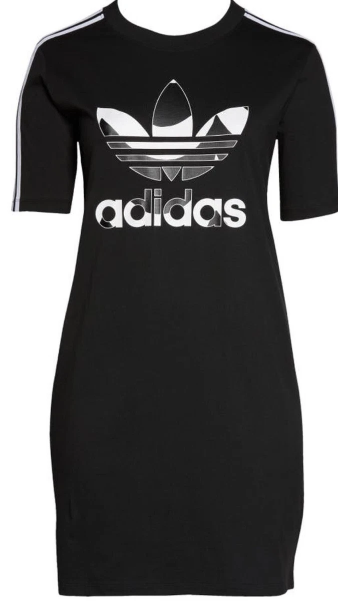 Adidas originals trefoil cheap logo dress in black