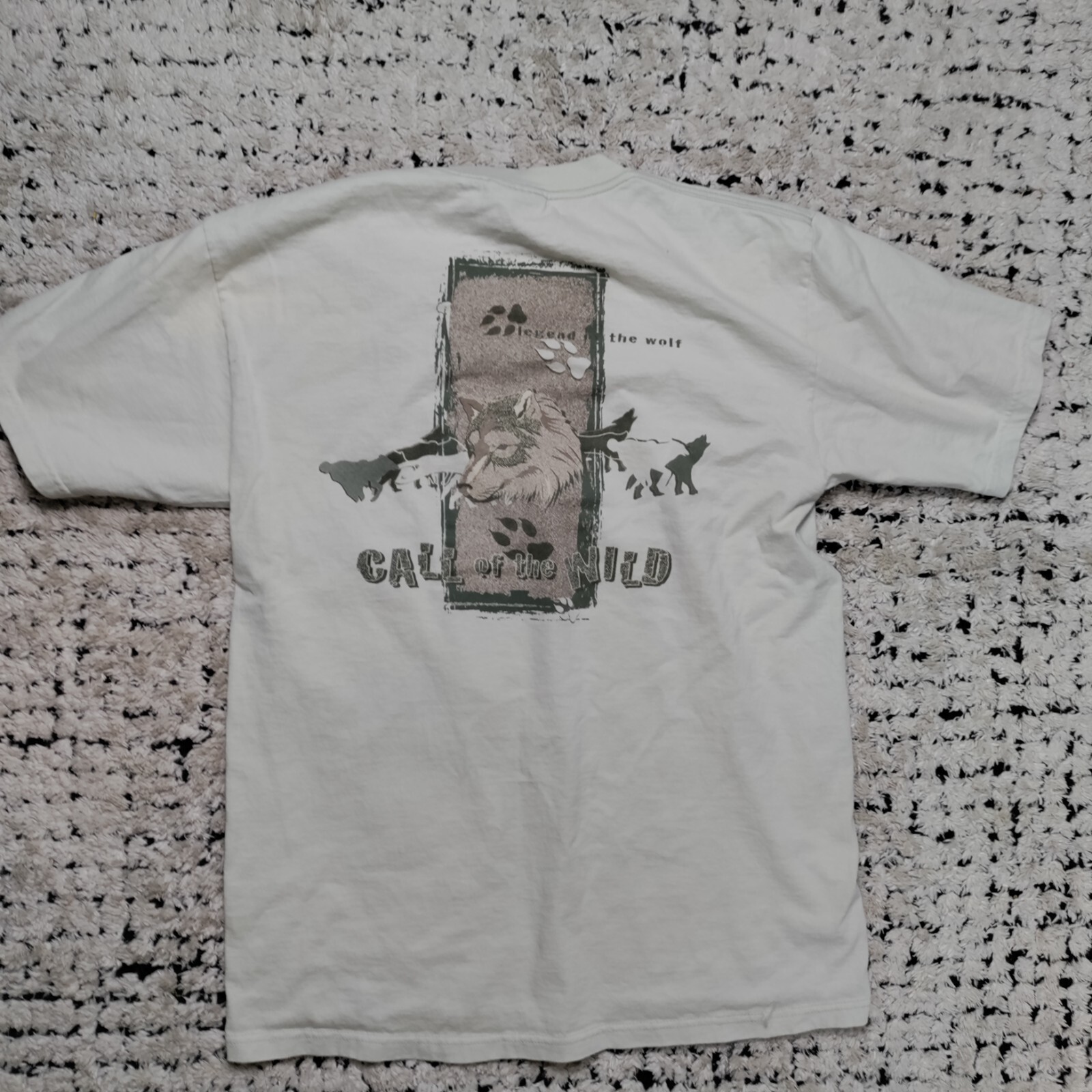 Vintage Call of the Wild Shirt Large Green Wolf Wolves Jansports USA 90s