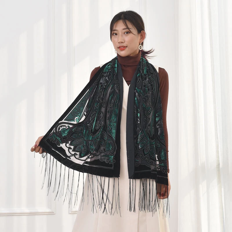 Chal de invierno de terciopelo con estampado de corona de reina para mujer bufanda de lujo para boda dama regalo  Foto 2 de 4