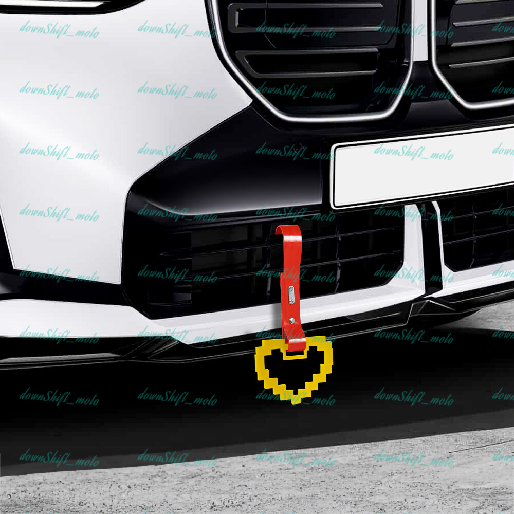JDM Mosaic Heart Shape TSURIKAWA Yellow Ring Car Subway Handle Red