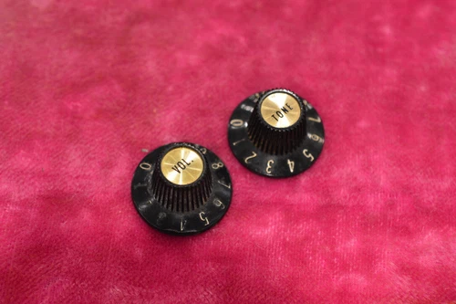 Vintage 1968 Gibson Witchhat Knobs Witch Hat Black Gold Inserts Les Paul Custom!