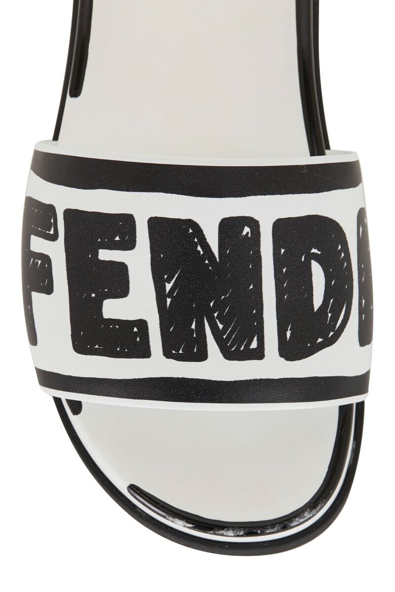 NIB NEW Fendi Roma Joshua Vides women white black logo slide NIB NEW Fendi Roma Joshua Vides women white black logo slide