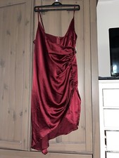Pretty Little Thing Burgundy Satin Wrap Dress