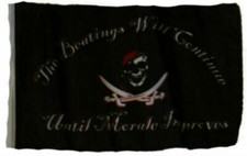12x18 12"x18" Jolly Roger Pirate Beatings Continue Sleeve Flag Boat Car Garden