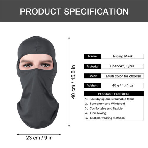 Lycra Hunting Balaclava Full Face Cover Shield Neck Tube Scarves Headwear Hats - Picture 7 of 33