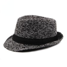 Men Women Short Brim Trilby Fedora Hat Panama Jazz Classic Casual Black Fashion